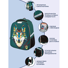 Ранец Комус Класс Light Волк зеленый с одним отделением