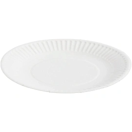 Тарелка одноразовая бумажная Комус Эконом 170 мм белая 100 штук в упаковке