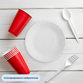 Тарелка одноразовая бумажная Комус Эконом 170 мм белая 100 штук в упаковке