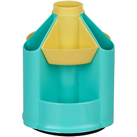 Настольная подставка СТАММ "Mini Desk", пластиковая, вращающаяся, мятный/желтый фото Настольная подставка СТАММ "Mini Desk", пластиковая, вращающаяся, мятный/желтый