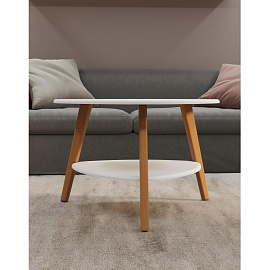 Стол журнальный Бруклин (белый/дуб светлый, 780x770x500 мм)