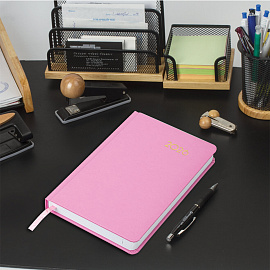 Ежедневник датированный 2026, А5, 138x213 мм, BRAUBERG "Select", балакрон, розовый, 117089