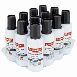Краска штемпельная BRAUBERG PROFESSIONAL, clear stamp, черная, 30 мл, на водной основе, 227983