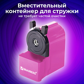 Точилка механическая BRAUBERG "JET", металлический механизм, корпус розовый, 229568
