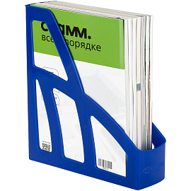 Лоток для бумаг вертикальный СТАММ "Лидер", синий, ширина 75мм фото Лоток для бумаг вертикальный СТАММ "Лидер", синий, ширина 75мм