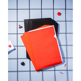 Папка-уголок Комус Line A4 пластиковая 180 мкм черная (10 штук в упаковке)