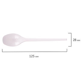 Ложка чайная одноразовая пластиковая 125 мм, белая, КОМПЛЕКТ 100 шт., WELDAY (ВЭЛДЭЙ), 607829