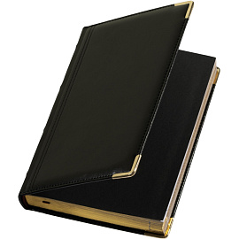 Ежедневник полудатированный Bruno Visconti Boss искусственная кожа A5+ 208 листов черный (золотистый обрез)