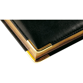 Ежедневник полудатированный Bruno Visconti Boss искусственная кожа A5+ 208 листов черный (золотистый обрез)