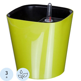 Горшок для цветов с автополивом Техоснастка Комфорт 3 л с внутренней вставкой 1.7 л оливковый (17x16.5 см)