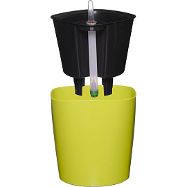 Горшок для цветов с автополивом Техоснастка Комфорт 3 л с внутренней вставкой 1.7 л оливковый (17x16.5 см)