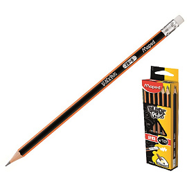 Карандаш чернографитный 2B с ластиком Maped Black Pep