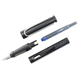 Ручка перьевая Lamy Safari цвет чернил синий, цвет корпуса черный (артикул производителя 4000241) фото Ручка перьевая Lamy Safari цвет чернил синий, цвет корпуса черный (артикул производителя 4000241)