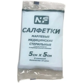 Салфетка стерильная Ньюфарм 5x5 см 17 нитей (10 штук в упаковке)