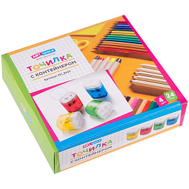 Точилка пластиковая ArtSpace 2 отверстия, контейнер, ассорти фото Точилка пластиковая ArtSpace 2 отверстия, контейнер, ассорти