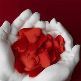 Наполнитель для подарков, 3см, "Red hearts", MESHU, 100шт., красный