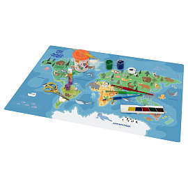 Клеенка для уроков труда Мульти-Пульти "Карта мира", 50*70см, ПВХ