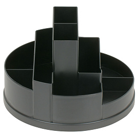 Настольная подставка СТАММ "Сити", пластиковая, вращающаяся, черная фото Настольная подставка СТАММ "Сити", пластиковая, вращающаяся, черная