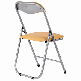Стул складной для дома и офиса РС04, серебристый каркас, кожзам песочный фото Стул складной для дома и офиса РС04, серебристый каркас, кожзам песочный