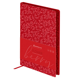 Ежедневник датированный 2026г., А5, 176л., мягкий переплет, кожзам, Greenwich Line "Flower. Berry", красный, цветной срез