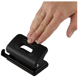 Дырокол OfficeSpace 10л., пластиковый, черный, с линейкой фото Дырокол OfficeSpace 10л., пластиковый, черный, с линейкой