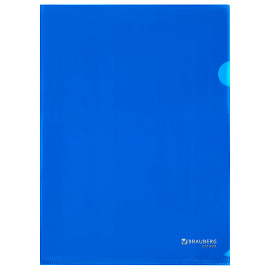 Папка-уголок А4, синяя, 0,10 мм, BRAUBERG EXTRA, 271699