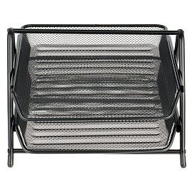 Лоток для бумаг горизонтальный СТАММ, 2 секции, металл, черный