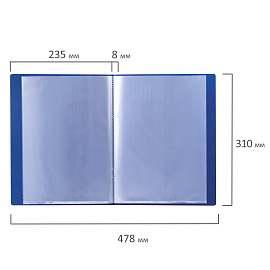 Папка 10 вкладышей BRAUBERG стандарт, синяя, 0,6 мм, 221591