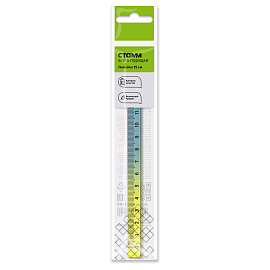 Линейка 15см СТАММ, пластиковая, четырехгранная, голубой/желтый градиент, европодвес фото Линейка 15см СТАММ, пластиковая, четырехгранная, голубой/желтый градиент, европодвес