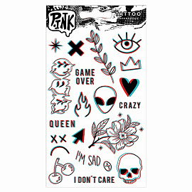 Наклейки-тату переводные АССОРТИ, Ч/Б, 11х20 см, PY