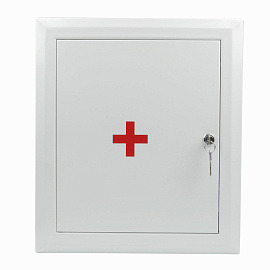 Шкафчик-аптечка металлический, навесной, внутренние перегородки, ключевой замок, 400x360x140 мм