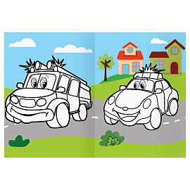 Раскраска с цв. фоном А4, 16 стр., ТРИ СОВЫ "Транспорт