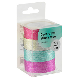 Набор клейких декоративных лент MESHU "Glitter lines", 4шт фото Набор клейких декоративных лент MESHU "Glitter lines", 4шт