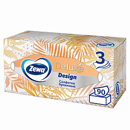 Салфетки косметические Zewa Deluxe 3-слойные (90 штук в упаковке)