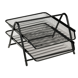 Лоток для бумаг горизонтальный СТАММ, 2 секции, металл, черный