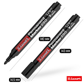 Маркер перманентный Luxor "250" черный, пулевидный, 1-3мм фото Маркер перманентный Luxor "250" черный, пулевидный, 1-3мм