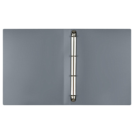 Папка на 4 кольцах СТАММ А4, 25мм, 500мкм, пластик, серая