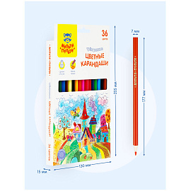 Карандаши цветные Мульти-Пульти "Невероятные приключения", 36цв., трехгран., заточен., картон, европодвес фото Карандаши цветные Мульти-Пульти "Невероятные приключения", 36цв., трехгран., заточен., картон, европодвес