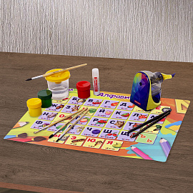 Настольное покрытие ЮНЛАНДИЯ, А3+, пластик, 46x33 см, "Алфавит", 272369