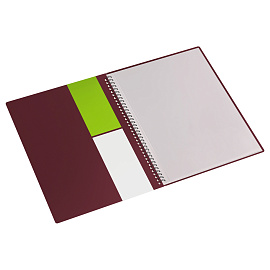 Папка с 20 вкладышами на гребне СТАММ "Диагональ" А4, 14мм, 700мкм, пластик, гранат