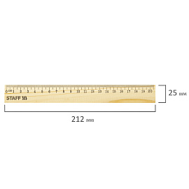 Линейка деревянная 20 см, STAFF, канадская сосна, 210798