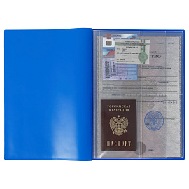 Папка для семейных документов А4, OfficeSpace, ПВХ, синяя, инд. упаковка, ШК