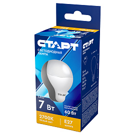 Лампа светодиодная Старт LED, серия "ЭКО" 7W30, тип А "груша", E27, 2700К, теплый свет, 15000ч