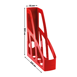 Лоток для бумаг вертикальный СТАММ "Лидер", красный, ширина 75мм фото Лоток для бумаг вертикальный СТАММ "Лидер", красный, ширина 75мм