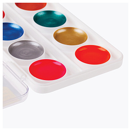 Акварель Мульти-Пульти "Енот в космосе", медовая, 12 цветов (8 перл.+золото+серебро+2 флуор.) без кисти, пластик