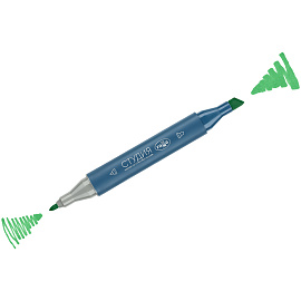 Маркер двусторонний для скетчинга Гамма "Студия", зеленый аквамарин, корпус трехгранный, пулевид./клиновид. наконечники