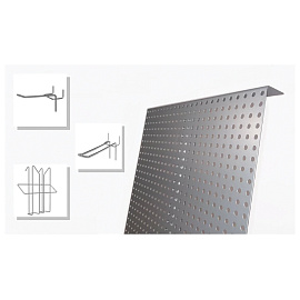 Буклетница для рекламных буклетов напольная Комус Парус-1 перфорированная (1600x302x360 мм)
