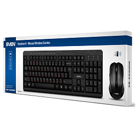 Комплект беспроводной клавиатура + мышь Sven KB-C3400W, USB, черный