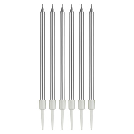 Свечи для торта с держателями MESHU "Straight silver", 10см, 6шт фото Свечи для торта с держателями MESHU "Straight silver", 10см, 6шт
