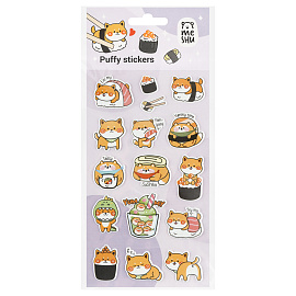 Наклейки объемные MESHU "Shiba Inu,", 10*23см, пакет европодвес